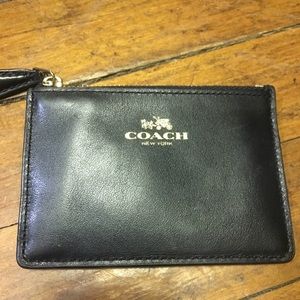 Coach card wallet black leather